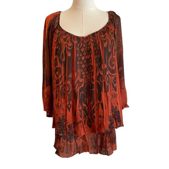 CATO Y2K Boho Blouse Top Womens Size 14 /16W Sinister Whimsgoth Bat Wing Shirt - Picture 1 of 9